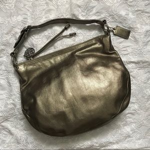 Coach Ali Pewter Metallic Leather Hobo